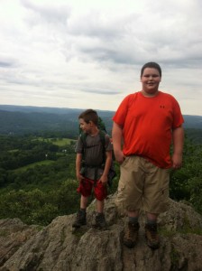The boys on top of their first mountain.